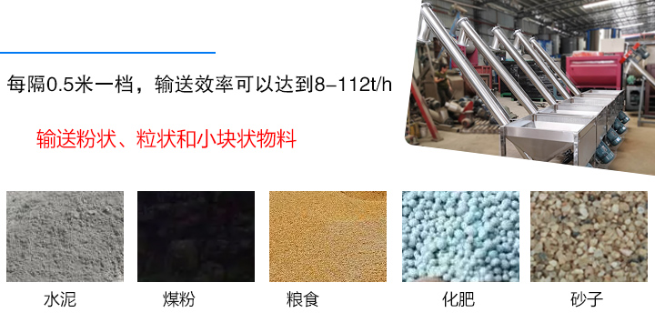 輸送粉狀、粒狀和小塊狀物料，如水泥、煤粉、糧食、化肥、灰渣、砂子等