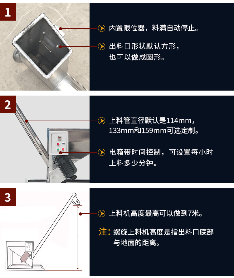 不銹鋼螺旋輸送機自動上料，可定制管徑，高度可做到7米